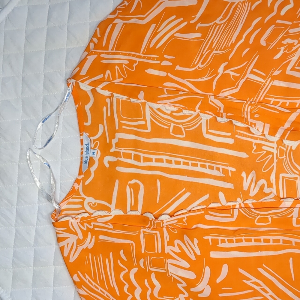 Blue Island Orange Duster Beach Swim Cruise Cover up - Picture 14 of 16